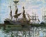 Claude Monet Ships in Harbor painting